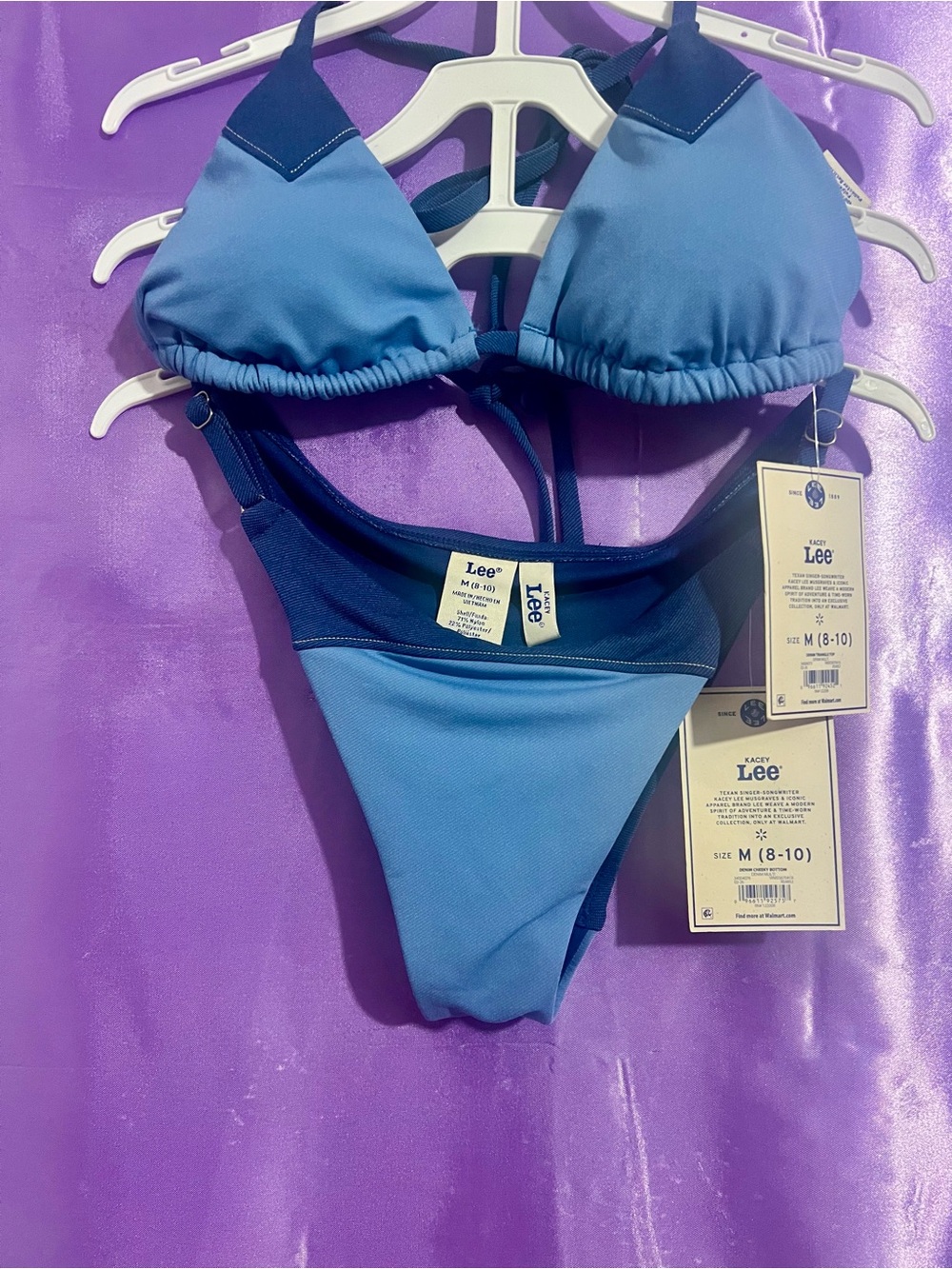 Lee Two-Tone Blue Triangle Bikini Set